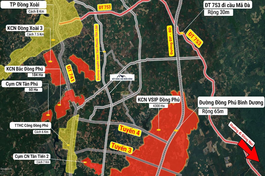 Quỹ đất mặt tiền đường tạo lực Đồng Phú Bình Dương 65m phù hợp xây dựng kho bãi và showroom.